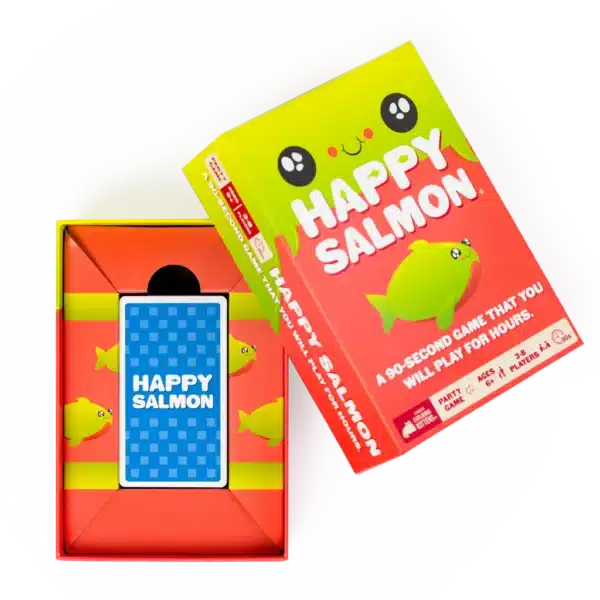 Welkom in de opwindende en energieke wereld van Happy Salmon, hét ultieme partyspel dat je bij elke gelegenheid aan het lachen maakt.