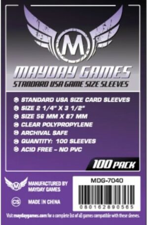 100  Mayday Games Card Sleeves 56 x 87mm (MDG-7040)
