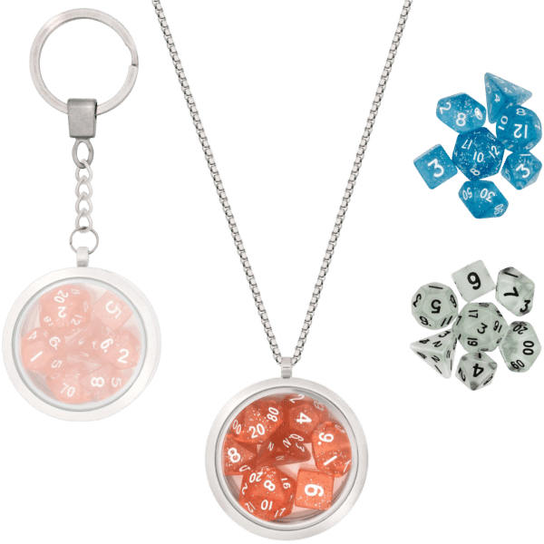 Dobbelsteen Medaillon ketting & Sleutelhanger